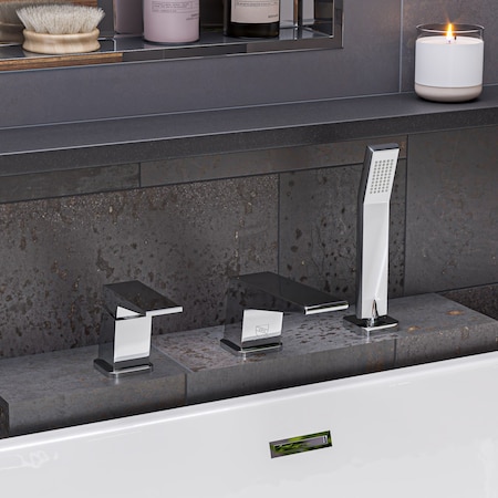 Alfi Brand Polished Chrome Deck Mount 3 Hole Tub Filler & Shower Head AB2464-PC